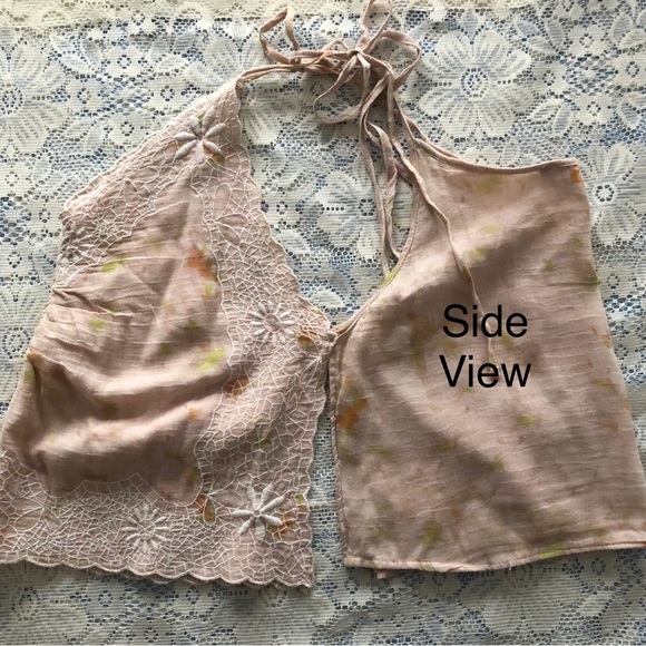 Zara tie dye embroidered lace trim camisole tank top, cream pink size Medium - Picture 5 of 14